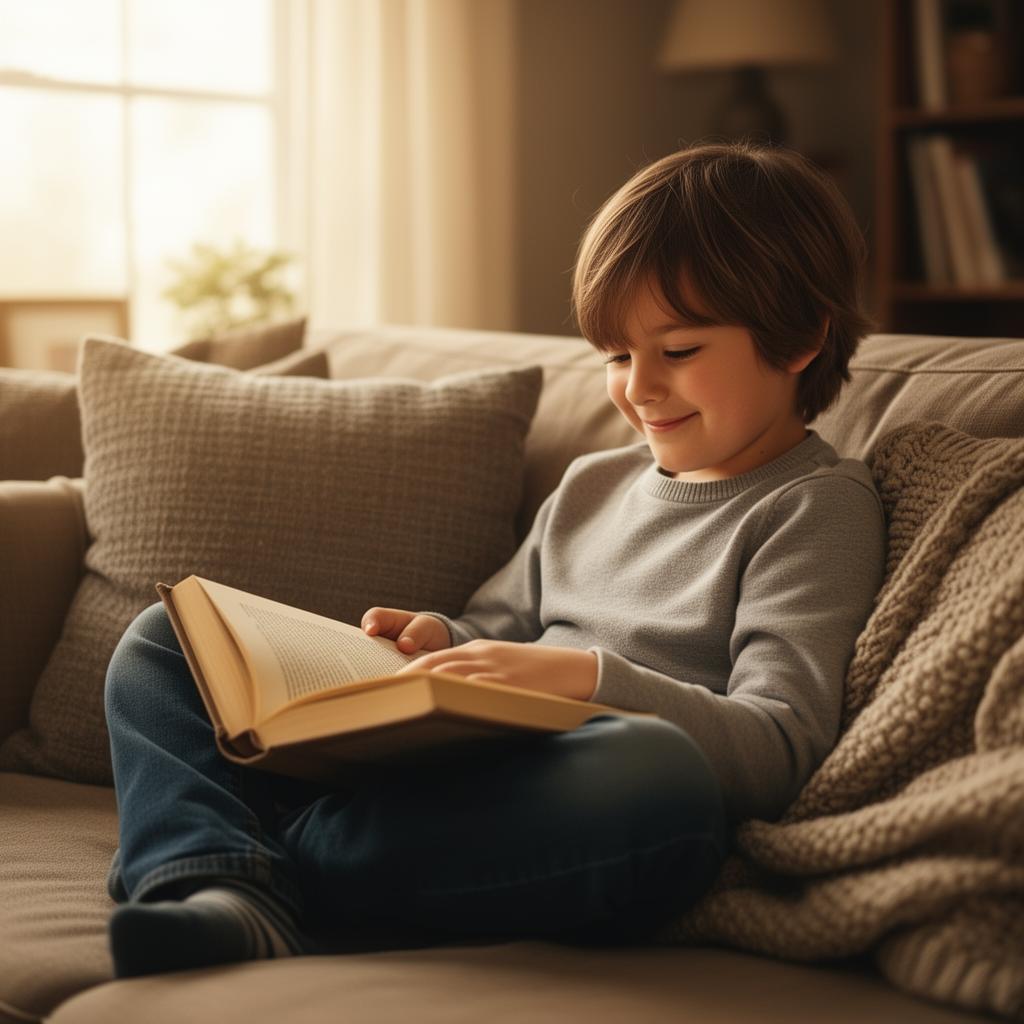 Spokojne dziecko czytające książkę